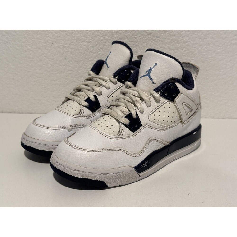 Nike Air Jordan IV 4 Retro LS PS LEGEND BLUE Shoes Youth Sz 12.5C 707430-107 - Picture 2 of 15